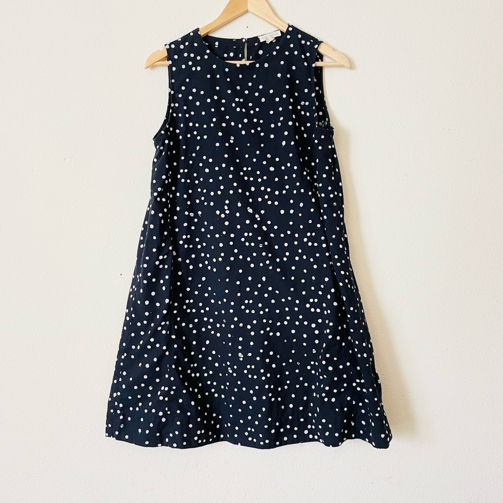 Eileen Fisher SMALL 100% organic cotton black dot printed dress